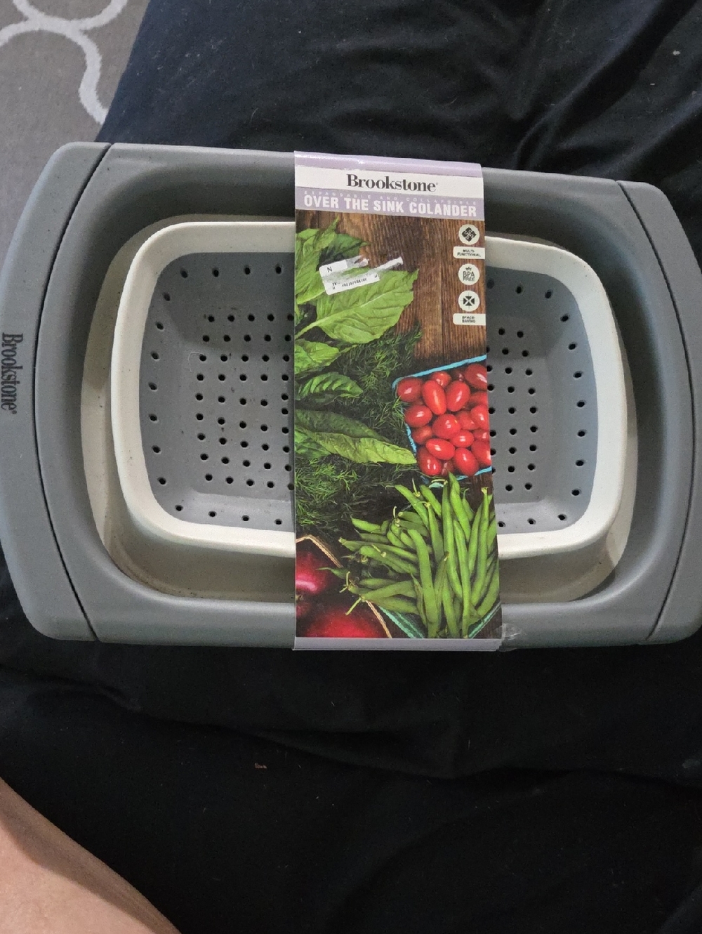 Brookstone Gray and Cream Over-the-Sink Colander